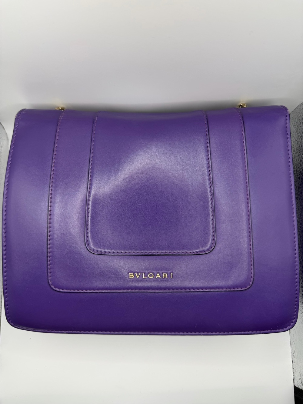 Bvlgari Purple Calfskin Serpenti Forever Crossbody Bag with Gold Chain & Mirror - Picture 14 of 16